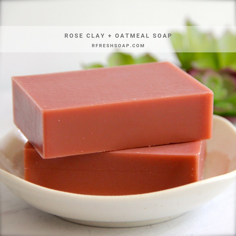 Natural Rose Clay Oatmeal Soap Handmade Soap by RFRESH Vegan Eco-friendly Zero Waste Biodegradable Cold Process Unscented image 2