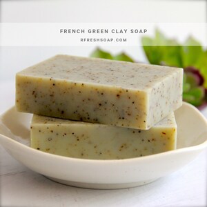 Natural Peppermint Spearmint Soap with French Green Clay Handmade Soap by RFRESH Vegan Eco-friendly Zero Waste image 2