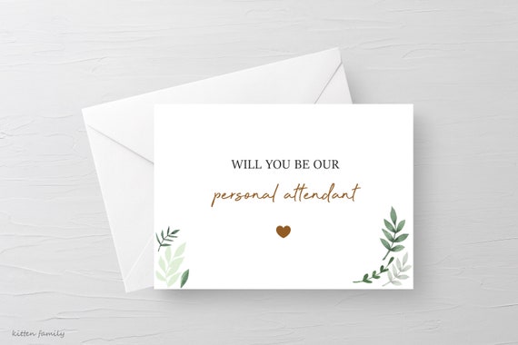 Printable Wedding Cards Printable Greeting Cards Personal Attendant Card Will You Be My Personal Attendant