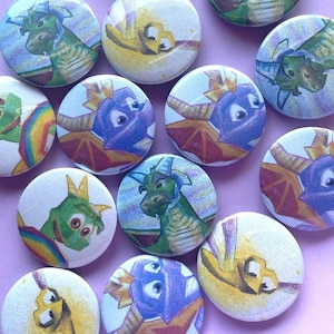 SPYRO THE DRAGON retro PS1 button pins-Choose one