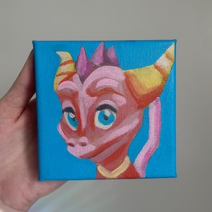Spyro A Hero’s Tail EMBER Mini Acrylic Painting 4x4” Canvas