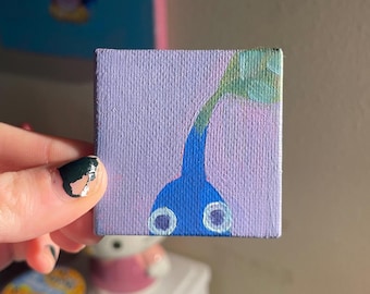 Blue Pikmin Mini Acrylic Painting 2x2” Canvas