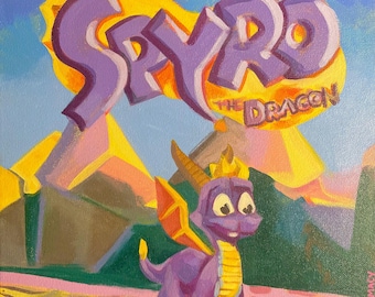 SPYRO THE DRAGON Title Menu Retro PS1 fine art 8x8” print