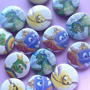 SPYRO THE DRAGON retro PS1 button pins-Set of 4