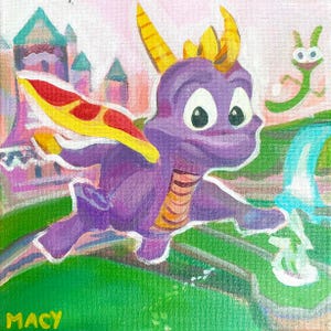 SPYRO THE DRAGON Kawaii Japanese Retro PS1 fine art 5x5” print