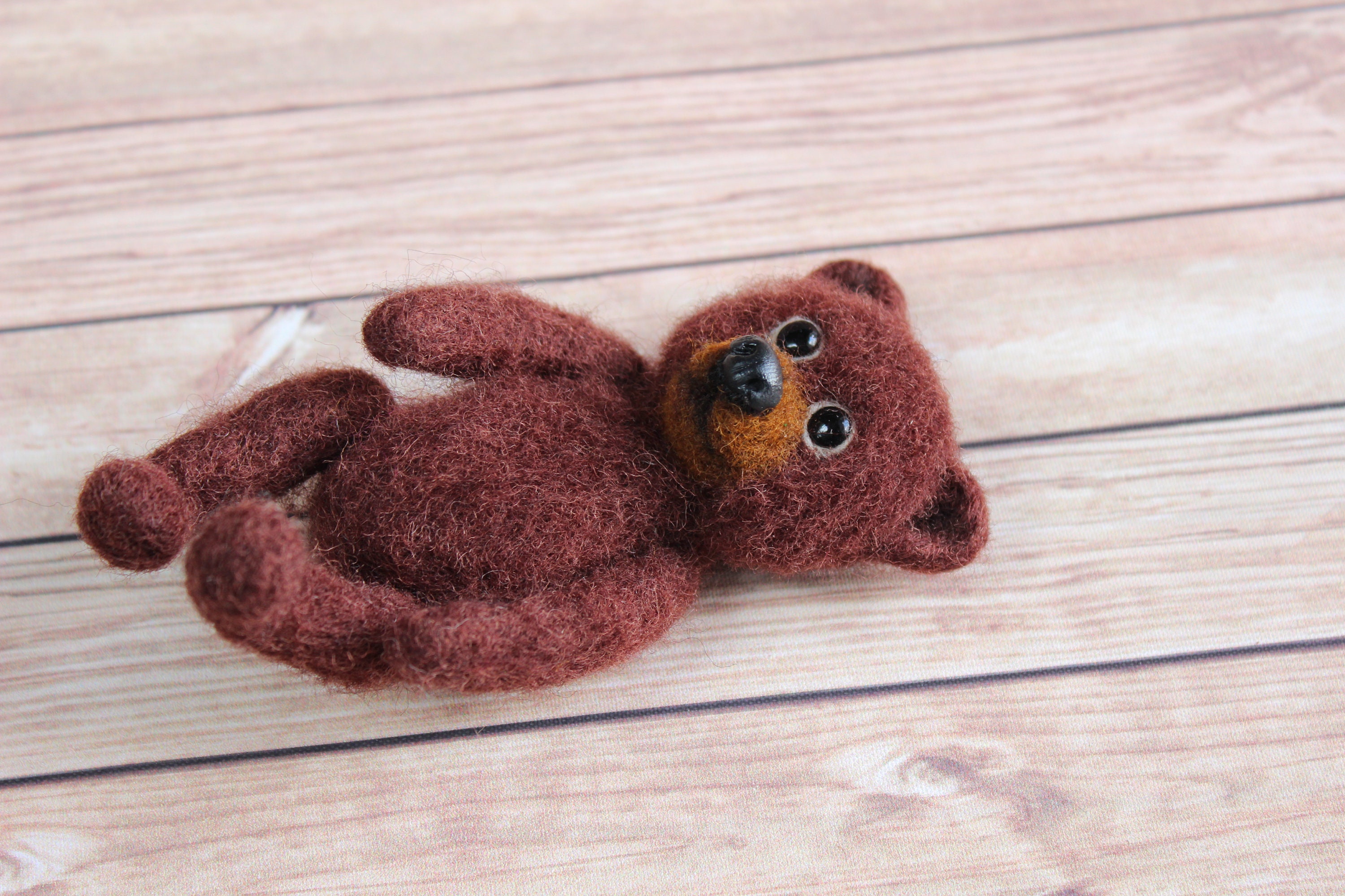 Needle Felted BearFelted BearCute Bear CubFluffy BearFelt Etsy