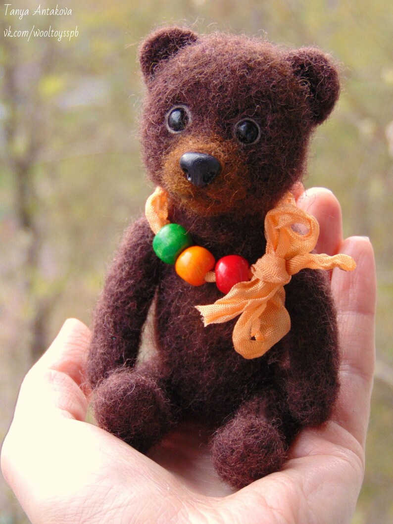 Needle Felted BearFelted BearCute Bear CubFluffy BearFelt Etsy