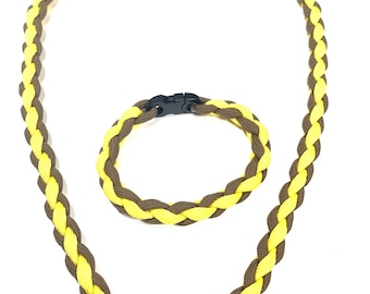 Paracord 550 14" to 46" necklace with matching bracelet option in variety of colors and personalize with a charm or initial.