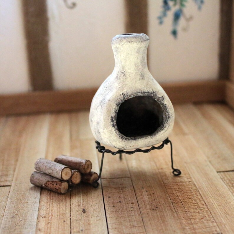 Miniature Clay Chiminea for Dollhouse / Fairy Garden Campfire Etsy