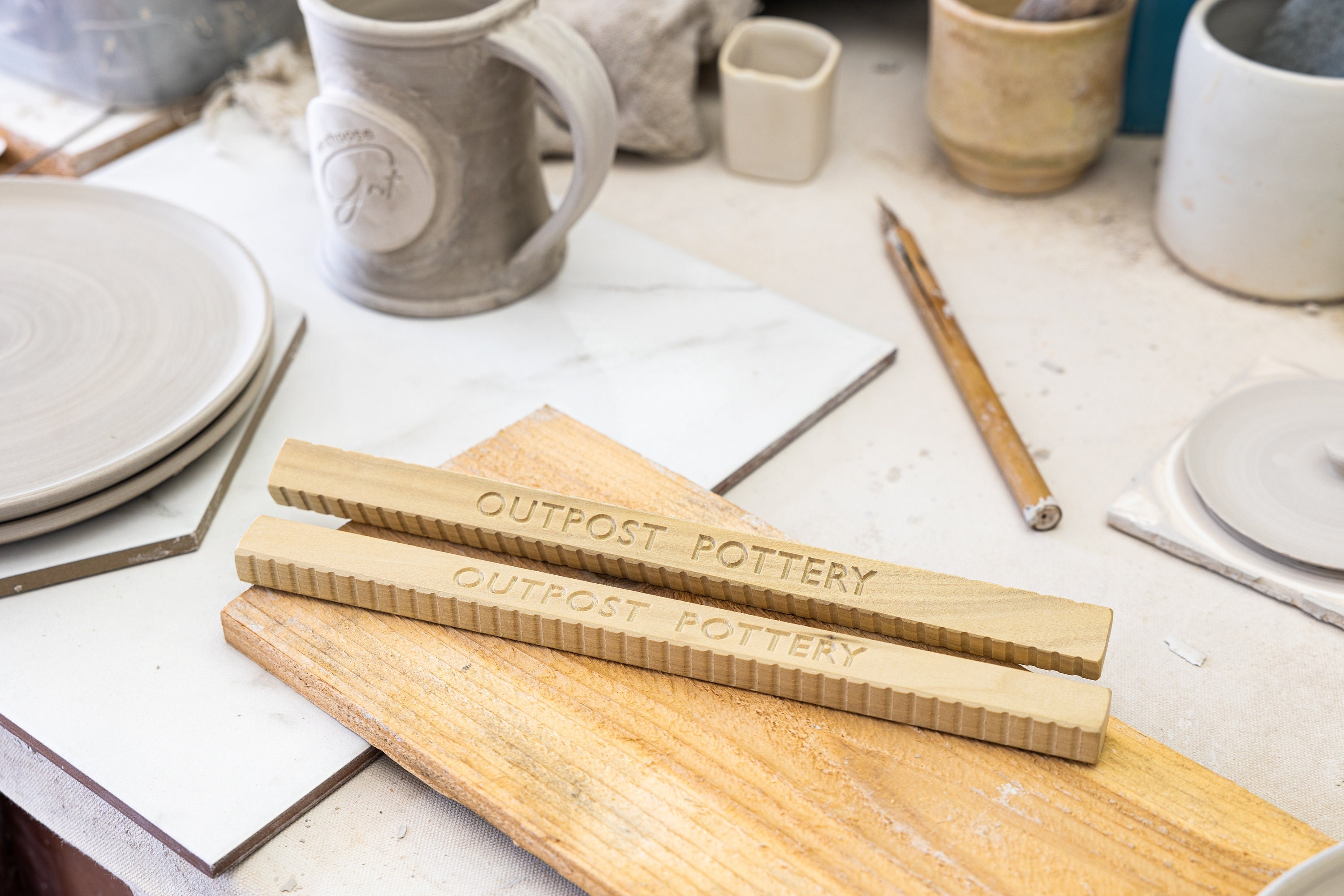OUTPOST POTTERY Wooden Clay Slab Roller Slicer Cut Clean Etsy