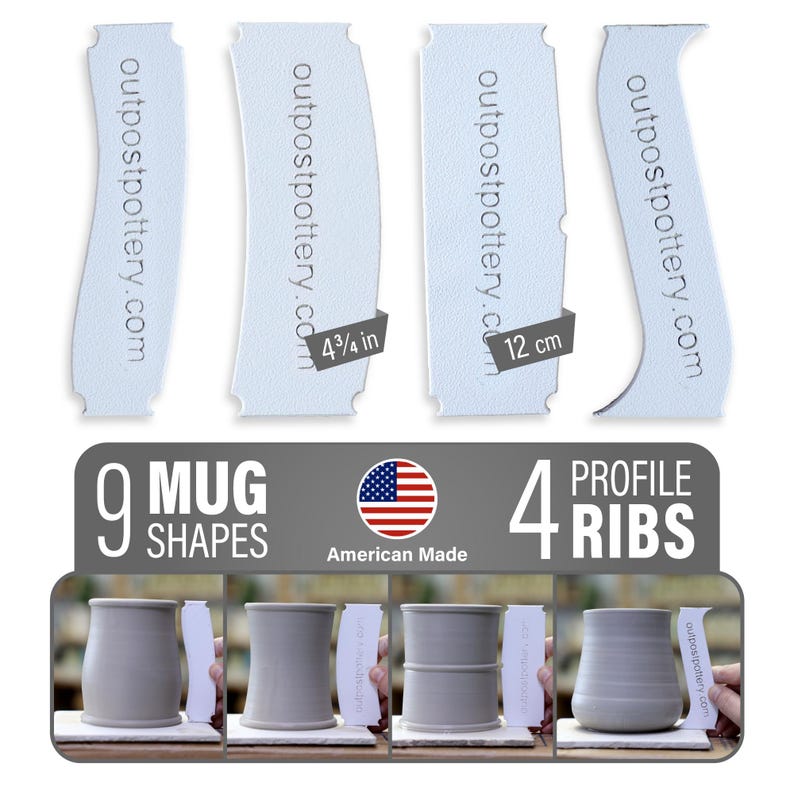 Bubble Mug Rib Template OUTPOST POTTERY Profile Rib Mug Bundle for Mugs and Cups (3 Profile ...