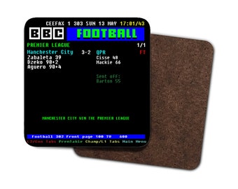 Personalised Retro Ceefax Football Match Result Teletext Coaster