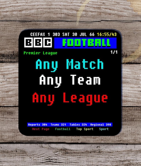 Personalised Retro Ceefax Football Match Result Teletext Coaster