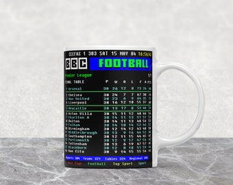 Arsenal 2004 Onoverwinnelijks Premier League Tabel Champions CEEFAX Voetbal Mok