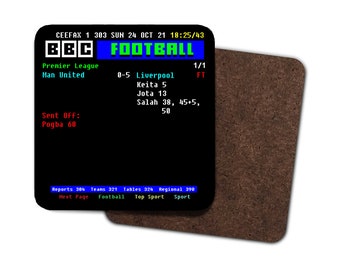 Man United 0-5 Liverpool Premier League 2021 Ceefax Football Match Result Teletext Coaster