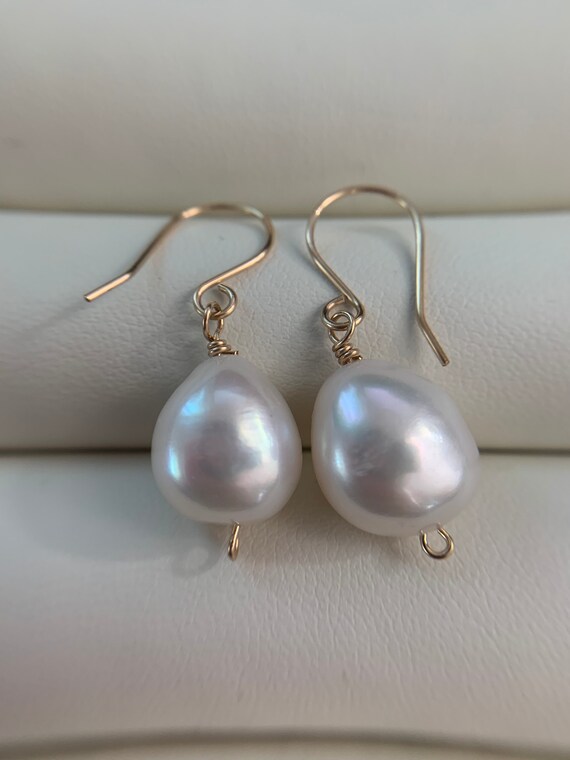 Genuine 14K Gold Filled Pearl Earrings Freshwater Pearl | Etsy