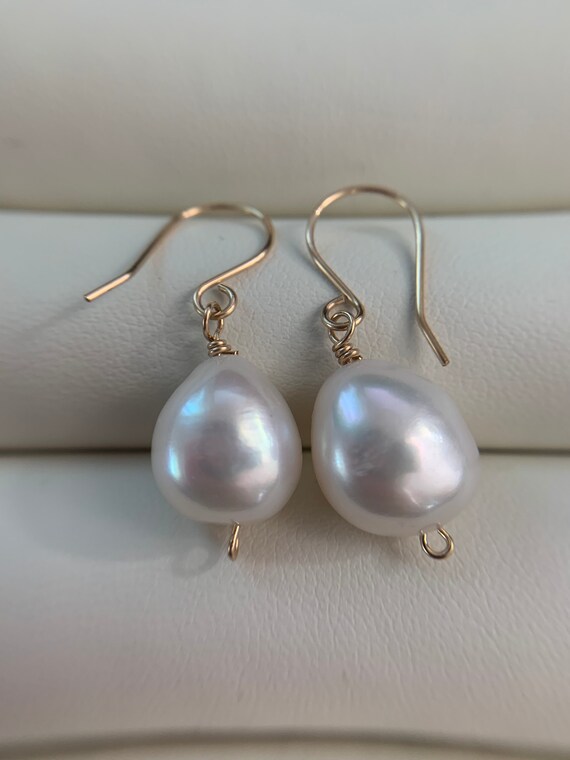 Genuine 14K Gold Filled Pearl Earrings Freshwater Pearl Etsy