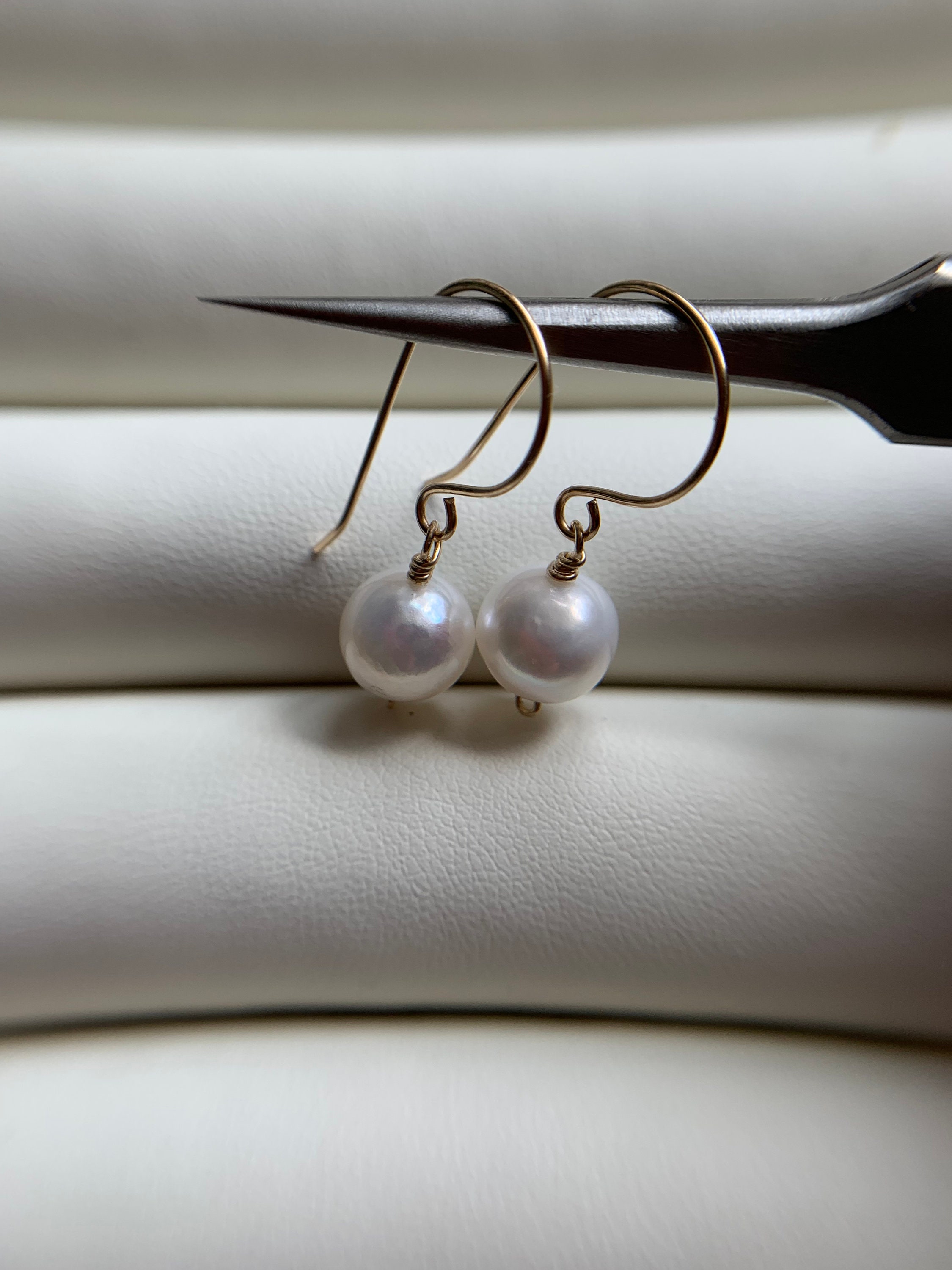 Genuine Pearl Earrings Gold Filled Hooks Gold Pearl June Birthstone ...