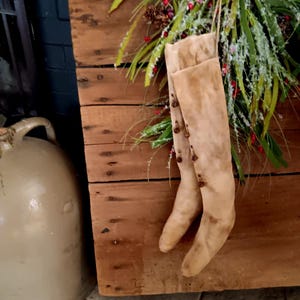 Early American Handmade Stocking, Primitive Christmas Stocking, Cabin Christmas, Rustic Winter, Grungy Stocking