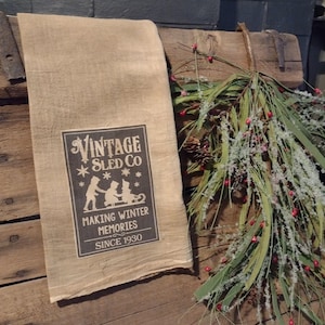 Early Primitive Farmhouse Flour Sack Towel, Handmade Kitchen, Home Decor, Holiday Gift