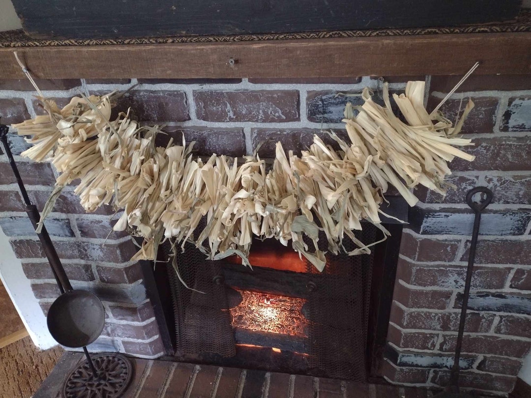 Dried Corn Husk Garland Fall Primitive Early American, Handmade, Autumn