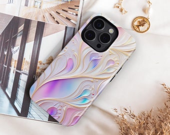 Stained Glass Pastel Pearl Gold Phone Case For iPhone 15 14 13 12 11 • All Models • For S24 S23 S22 S21 S10 S9 & More • For Google Pixel