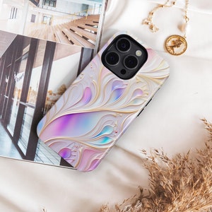 Stained Glass Pastel Pearl Gold Phone Case For iPhone 16 15 14 13 12 11 • All Models • For S25 S24 S23 S22 S21   & More • For Google Pixel
