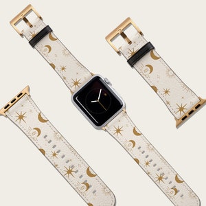 Celestial Moon Constellation Watch Band, Fits Apple Watch, 40mm 38mm 42mm 44mm 45mm, Vegan Leather Watch Band, Apple Series Band Rose Gold