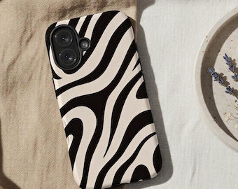 Black Zebra Animal Print Phone Case For iPhone 17 16, S26 & Google Pixel