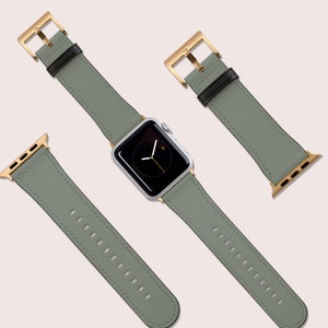Block Solid Colour Sage Green Watch Band, Fits Apple Watch, 41mm 40mm 38mm 42mm 44mm,Vegan Leather Strap, Smartwatch Band Rose Gold, Gift