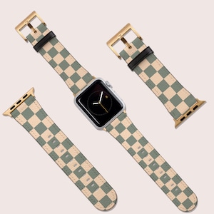 Schatzi Brown Alice Check Powder 42mm/44mm Silver Apple Watch Band