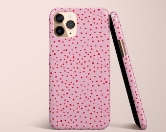 Pastel Pink Red Dots Animal Print Phone Case For iPhone 15 14 13 12 | More Models | For S24 S23 S22 S21 A71 A51, Case for Google Pixel