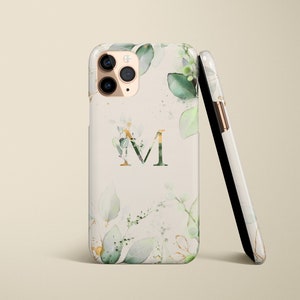 Funda de teléfono personalizada con iniciales y nombre en color verde para iPhone 16, 15 y 14. Más modelos. Funda personalizada para S25, S24, S23 y S22, para Google Pixel 9.