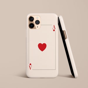 Ace of Hearts Playing Card Phone Case For iPhone 15 14 13 12 • All Models • For S24 S23 S22 S21 S10 S22 S9 • For Google Pixel •Beige Red