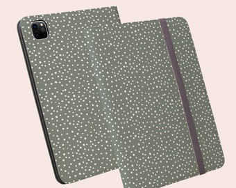 Sage Green Spotty Tier Hülle für iPad Pro 12.9, Hülle für iPad Pro 11, Folio Cover, für iPad Pro 12 Zoll Hülle, passt iPad Pro Folding Folio