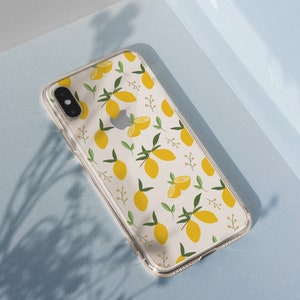 Lemons Yellow Fruit Clear Phone Case For iPhone 15 14 13 12, All iPhone Models, For S24 S23 S22 S21 S20 & More | Case For Google Pixel