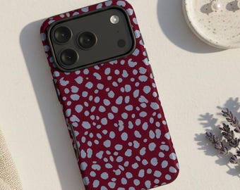 Polka Dot Phone Case • Burgundy For iPhone 17, S26, Google Pixel