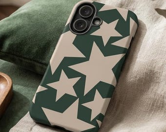 Celestial Stars Phone Case • Vintage Retro Green Design For iPhone 17, S26 & Pixel