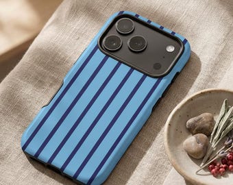 Classic Navy Pinstripe Pattern Phone Case For iPhone 17, S26, Google Pixel