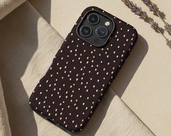 Dark Brown Polkadot Phone Case | Minimalist Print For iPhone 17, S26 & Pixel