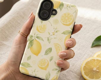 Watercolor Lemon Phone Case • Citrus Floral For iPhone 18 Pro, S26, Google Pixel