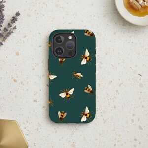 Custodia per telefono con stampa animalier verde con motivo api per iPhone 17 16 tutti i modelli • Per S25 S24 • Per Google Pixel 10