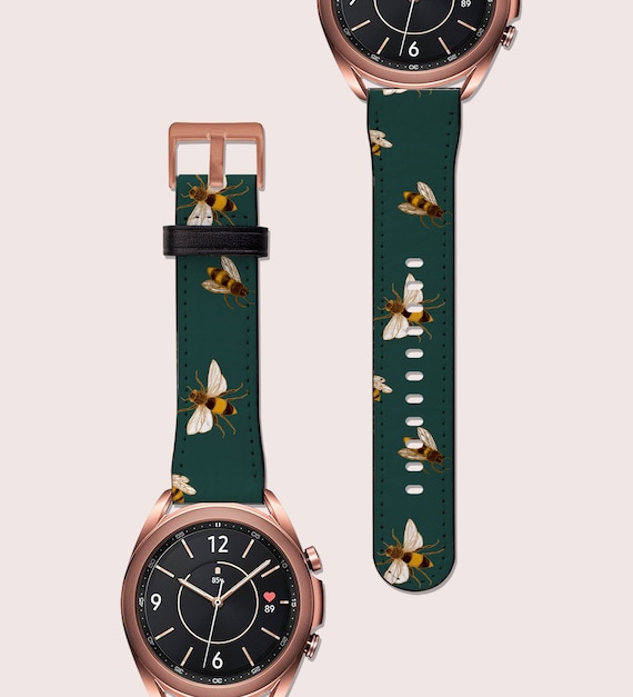 Bees Pattern Green Animal Print Watch Band Fits G3 Watch 6 5 4 3 Strap Active classic 40mm 41mm 42mm 45mm 46 vegan Leather bronze Etsy Australia