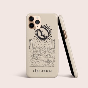 Funda de teléfono con estética psicodélica con la carta del Tarot de la Luna para iPhone 16, 15, 14 y 13 • Todos los modelos • Para S25, S24, S23, S22, S21, S10 y S20 • Para Google Pixel