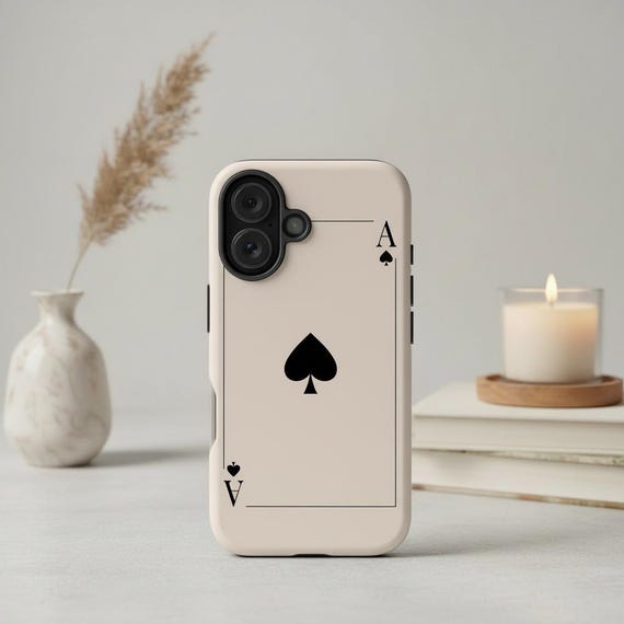 Ace of Spades Cream Playing Card Case for iPhone 17 16, S26 S25