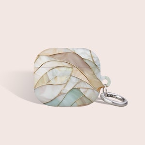 Étui en verre teinté rose perle pour Airpod, convient à Airpod Pro, étui avec porte-clés mousqueton, convient à AirPod 1er 2e 3e 4e, oreillette