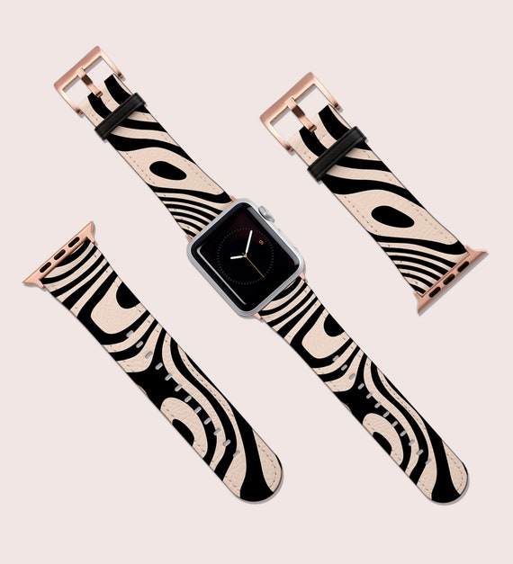 Retro Groovy Wavy Psychedelic Watch Band for Apple Watch 41mm 40mm 38mm 42mm 44mm Vegan Leather Smartwatch Band Watch Band Rose Gold Etsy Canada
