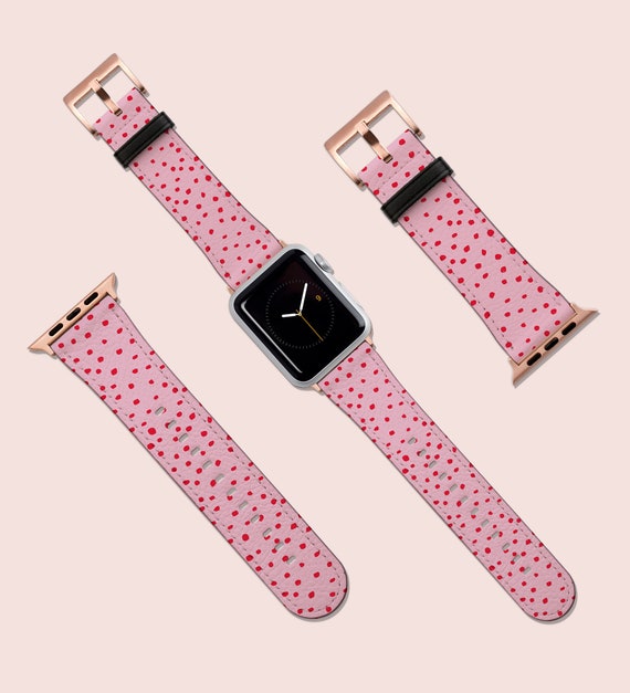 Banda de reloj animal de puntos rojos rosas pastel correa para Apple Watch 40 mm 38