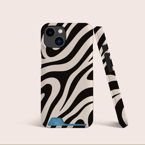 Zwarte telefoonkaarthouder met zebraprint, kaartsleufhoes, kaartopberger telefoonhoesje voor iPhone 16 15 14 13 Pro, voor S22 S21 Ultra - strepen