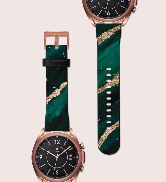 Green Emerald Gold Pattern Watch Band Fits G3 Watch 6 5 4 3 Strap Active Classic 40mm 41mm 42mm 45mm 46 Vegan Leather Bronze Etsy
